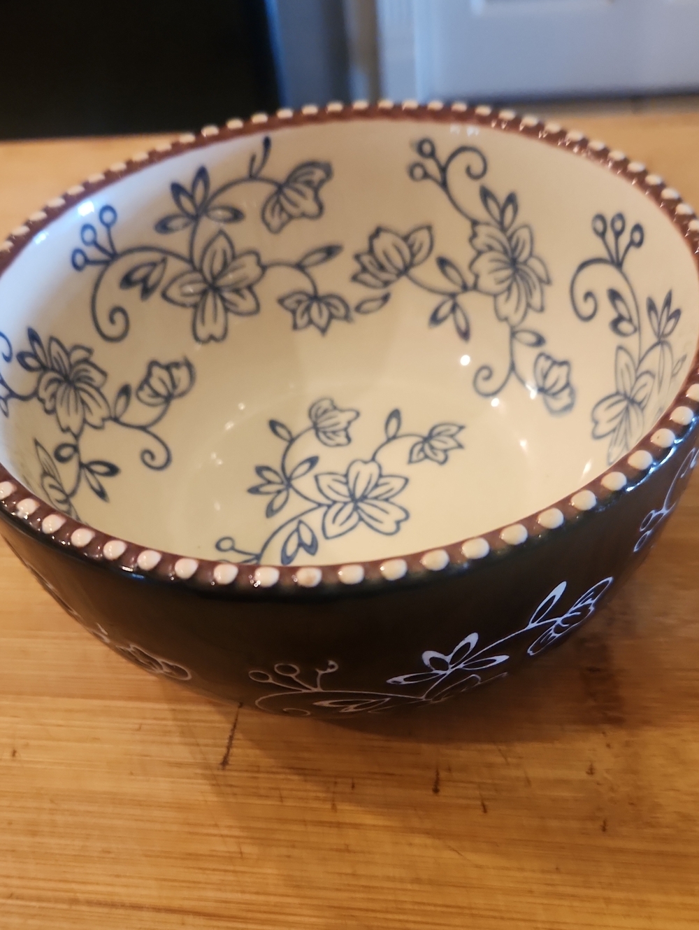 Temp-Tations Blue & White Ceramic Bowl - Floral Lace Collection